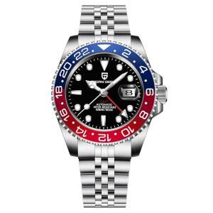 [미국배송] 파가니 디자인 GMT 자동 기계식 남성용 시계 회전 세라믹 베젤 스테인리스 스틸 시계 날짜 기능 스포츠 포함