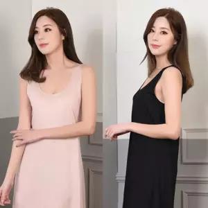 천연 쿨 인견 여성 롱 슬립 런닝 무지 기본 원피스 Gim8+6sHJ