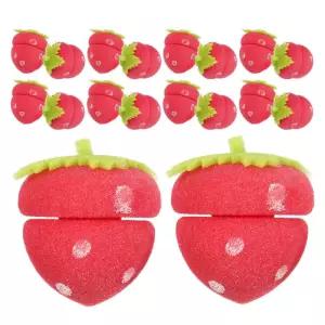 18Pcs 딸기 스펀지 헤어 롤러 무열 컬링기 오버나이트 컬용 소프트 폼 여성용 수면 스타일링 도구