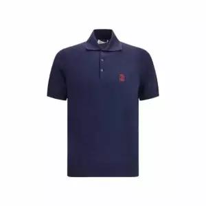 로고 니트 폴로 반팔 티셔츠 블루 남성 M29800195 CW425