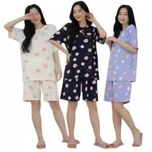 남성 쿨 아이스 냉감 반팔 잠옷 세트 남녀공용 복숭아 빅사이즈 쿨원단 여름