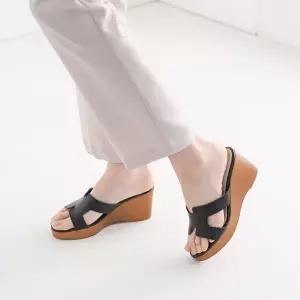 [아리앤]국산 라인 웨지힐 뮬슬리퍼 7.5cm