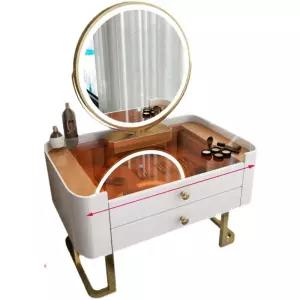 미니 좌식 소형 테이블 화장대 핑크 원룸 메이크업 거울 서랍 조명