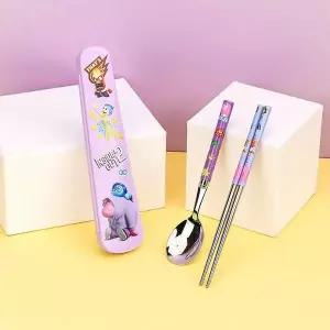 [골드스마일]인사이드아웃2 가벼운 주니어 슬림 진공 스텐수저 케이스 3P 세트