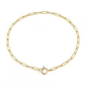 럭스매드 14K 골드 페이퍼클립 팔찌 리얼 직사각 링크 체인 2mm 6-7인치 여성 저자극성 무광 다인티 레이어링 미니멀리스트 주얼리