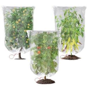 정원용 수크 버드 네트 - 3 PCS 블루베리 부시 커버 2.3 X 3.3 FT 메쉬 백 드로스트링 해충 차단 보호 식물 토마토 딸기 나무 그물 닭고기, 곤충, 가금류, 매미다