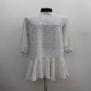 하이넥 도트 롱 원피스 프릴 스커트 롱원피스 루즈핏긴팔원피스 박스원피스 긴팔롱원피스