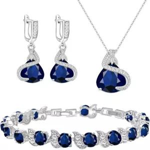 여성용 GZWHD 주얼리 세트 큐빅 지르코니아 인공 크리스탈 귀걸이 펜던트 목걸이 오픈 링 테니스 팔찌 결혼