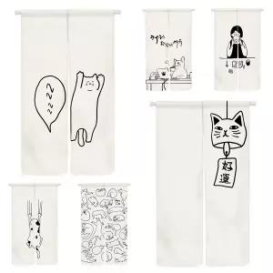 커튼 커튼방 수동 그린 만화 고양이 일본 문짝 파티션 주방 거실 입구 하프 노렌 욕실 출입구 장식