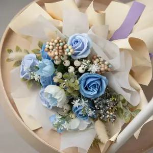 아트박스/플라워트리 비누 장미 조화 꽃다발 아스타블루 35cm 기념일 선물