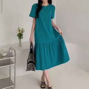 컬러풀 반팔 롱 원피스 하객룩 데일리 휴양지원피스 결혼식하객룩 비치원피스 하객룩