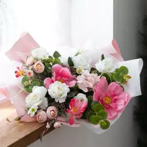 아트박스/플라워트리 코스모스 장미 조화 꽃다발 로맨틱핑크 set 52cm 선물