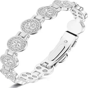 여성용 페라코 퓨어 구리 팔찌 3800 가우스 네오디뮴 자석 및 눈부신 오스트리아 컷 크리스탈 스톤이