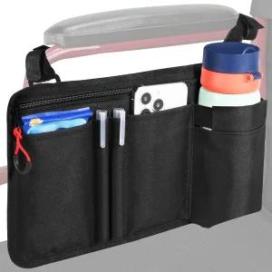 컵 홀더가 있는 세지우가 휠체어 사이드백 프리미엄 팔걸이 파우치 액세서리 워커 롤레이터 전동 휠체어용