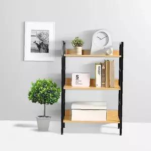 3단 오픈북셀프 철제프레임 원목선반 거실용 서재용 벽면수납 공간활용 책정리