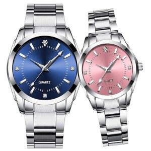 커플 시계 남녀 골드 실버 스테인리스 스틸 패션 그와 그녀의 세트