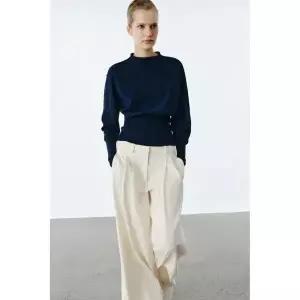 [ZARA] 자라 와이드 웨이스트 니트 스웨터 - 잉크 블 3455754