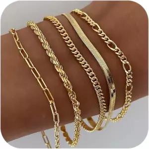 디어메이 14K 골드 도금 여성용 팔찌 쥬얼리 세트 귀여운 테니스 비즈 쿠바 링크 페이퍼클립 체인 다인티