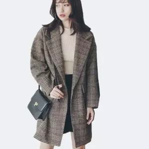 [라일리여성의류] Rly 여성 루즈핏 스타일 모직 소재 데일리 외출 체크