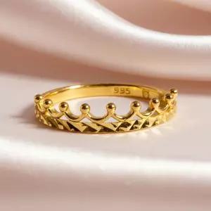 24K 순금 왕관 크라운 반지 0.5D 검지 애끼 데일리 심플 미스 링 성공 1.875g