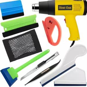 스판노 자동차 비닐 랩 도구 키트 랩용 히트 건에는 건 스퀴지 커터 실리콘 스퀴지가 포함되어 있습니다
