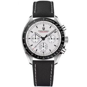 [미국배송] 하이친 파가니 디자인 1701 남성 크로노그래프 시계 화이트 다이얼 일본어 VK63 쿼츠 무브먼트 스테인리스 스틸 스트랩 100M 방수 스포츠 손목시계 날짜