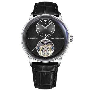 [미국배송] 베티머 파가니 디자인 남성용 자동 기계식 시계 노출 무브먼트 42MM 316L 스테인리스 스틸 PU 가죽 스트랩 100M 방수 (10ATM) 자가 와인딩 사파이어 크리스탈 유리