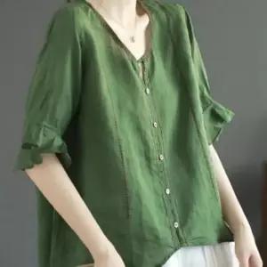 블라우스 프릴 여름 자수 티셔츠 상의 퍼프 핀턱 실내복 원피스 파자마 드레스