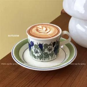 세라믹컵 빈티지 커피컵 모카 핀란드풍 차잔 소서