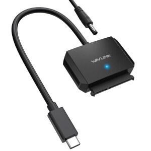 WAVLINK SATA에서 USB 타입-C 하드 드라이브 케이블 5Gbps C에서 SATA 지원 UASP 외장 SATAI /III 커넥터 2.5인치 SSD /HDD 최대 20TB의 3.5인치 HDD 전원 어댑터 포함