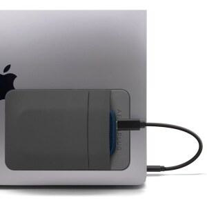 노트북용 애프터플러그 2포켓 접착 파우치 외장 휴대용 SSD 매직 마우스 USB 케이블 등과 호환 - 회색