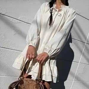 [옷자락]여성 리본 프릴 캉캉 봄 데이트룩 퍼프 미니 드레스