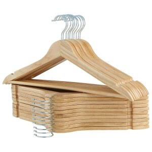 엘롱 홈 견고한 나무 옷걸이 20팩, 부드러운 마감의 수트 옷걸이, 정밀하게 자른 노치와 크롬 회전 고리, 셔츠 코트 재킷 드레스를 위한 내추럴