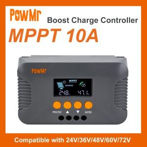 PowMr MPPT 부스트 타입 태양광 충전 컨트롤러 LiFePO4 젤  플러드 납산 배터리와 호환  24V 36V 10A