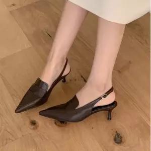 슬링백로퍼 세련된 포인티드토 스트랩 여성용 레더 키튼힐 5FWY