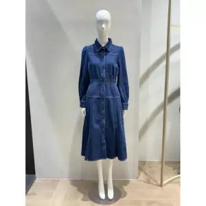 매장정품 PLASTIC ISLAND 플라스틱 아일랜드 셔츠형 플레어 데님 원피스 PQ1DO261 960290