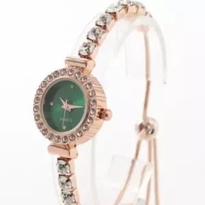 큐빅 슬라이드 손목밴드 아날로그 팔찌 손목시계 (그린) DP73144