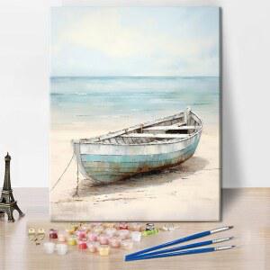 투모보 페인트 수별 바다 비치 키트 보트 해안 DIY 키트, 캔버스 공예 40x50cm