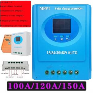 MPPT 100A LCD 디스플레이 태양열 충전 컨트롤러 12V 24V 36V 48V 배터리 패널 스마트 레귤레이터 듀얼 USB