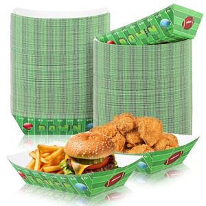 텐서 100개 축구 종이 음식 트레이 2파운드 나초 테마, 게임데이, 테일게이트, 생일, 스포츠 파티 장식용 핫도그 보트 일회용 그릇