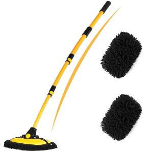 에버러시 56.7인치 세차 브러시 걸레 키트 마이크로파이버 스펀지 미트, 긴 손잡이 용품 도구 RV 먼지 외부 스크래치 없음, 샤닐 교체 헤드 연장