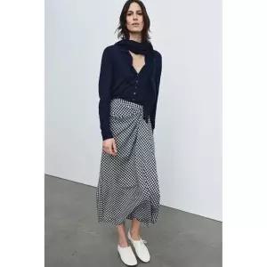 ZARA 드레이프 깅엄 체크 스커트 - 블랙 / 화이트 {QHJ}