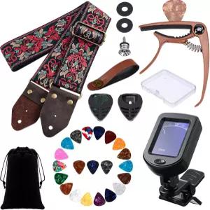 기타 스트랩 카포 튜너 픽 홀더 및 보관용 이상적인 남성 여성 플레이어 초보자 프로를 위한 음악 선물을