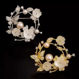 브로치 진주 원형 지르코니아 여성 전통장신구 여성브로치 한복장신구 한복액세서리