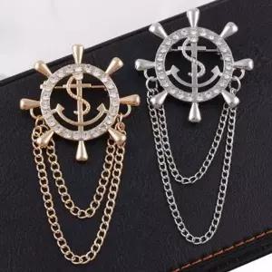 [골드스마일]정장용 마린 스타일 큐빅 장식 브로치 1P 머플러 스카프핀