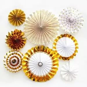 환타스틱파티장식팬세트(8개입)골드 생일 파티 장식 소품 배너