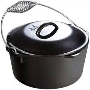 뚜껑이 있는 로지 5쿼트 프리시즌 주철 더치 오븐 - 조리 표면에서 테이블로 쉽게 이동할 수 와이어 베일