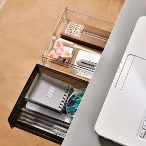 대형 서랍형 슬라이딩 수납함 책상 부착식 DIY 히든 슬라이드 수납장