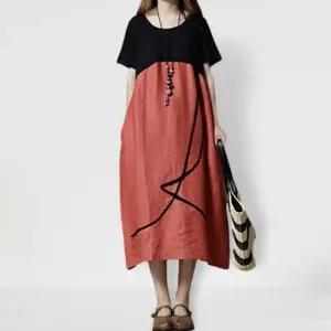 여성 하객 롱원피스 원피스 린넨 여름 롱원피스 린넨원피스 반팔원피스 휴양지원피스