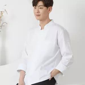 화이트 히든스냅 셔츠형 조리복 위생복 요리복 요리사 NUY5+8ngW